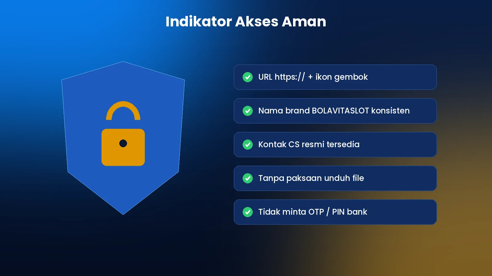 Indikator akses aman situs BOLAVITASLOT